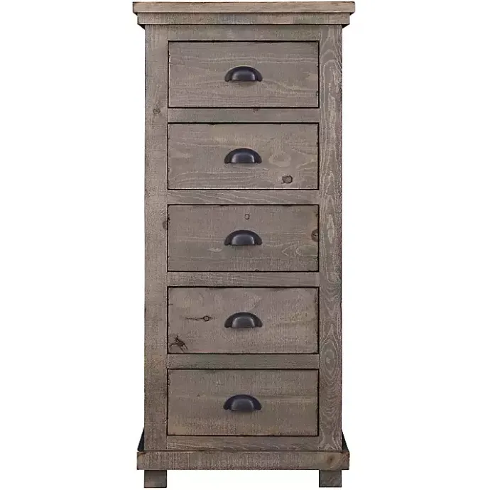 Kirklands Home Weathered Wooden 5-Drawer Willow Chest Gray