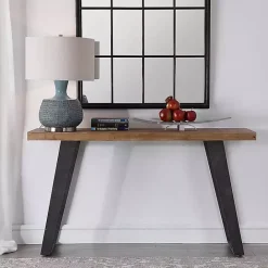 Outlet Kirklands Home Weathered Oak and Metal Console Table Tan
