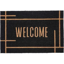 Hot Kirklands Home Welcome Linear Doormat Black