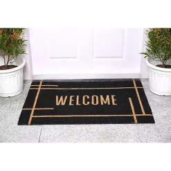 Hot Kirklands Home Welcome Linear Doormat Black