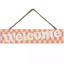 Discount Kirklands Home Welcome Checkered Hanging Wall Sign
