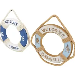 Clearance Kirklands Home Welcome Life Ring Wall Plaques, Set of 2