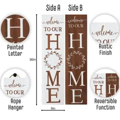 Best Kirklands Home Welcome to Our Home Wreath Two-Sided Porch Board