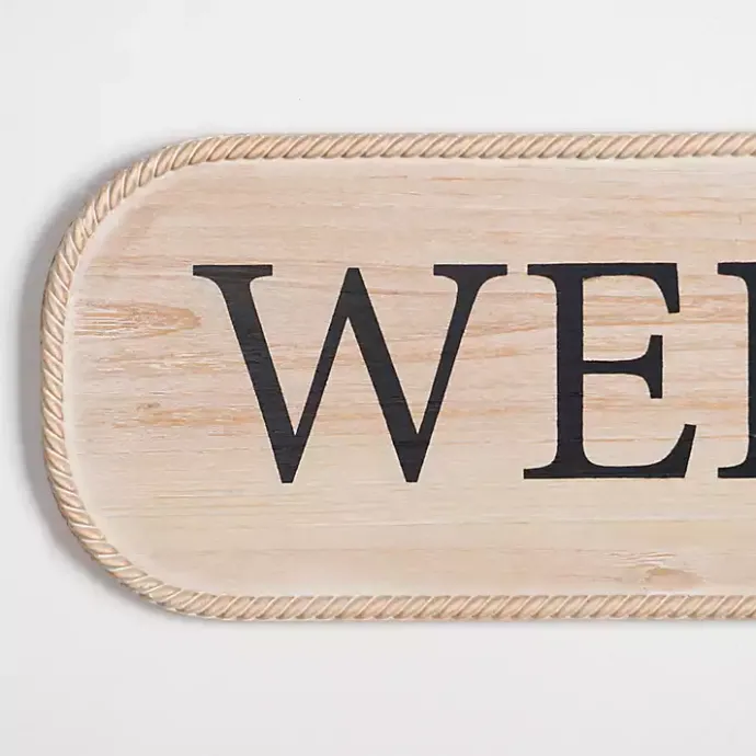 New Kirklands Home Welcome Twisted Edge Wood Wall Plaque Tan