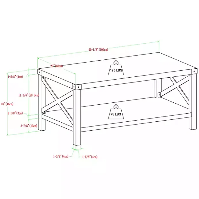 New Kirklands Home Wenge Sable Gray X-Frame Coffee Table