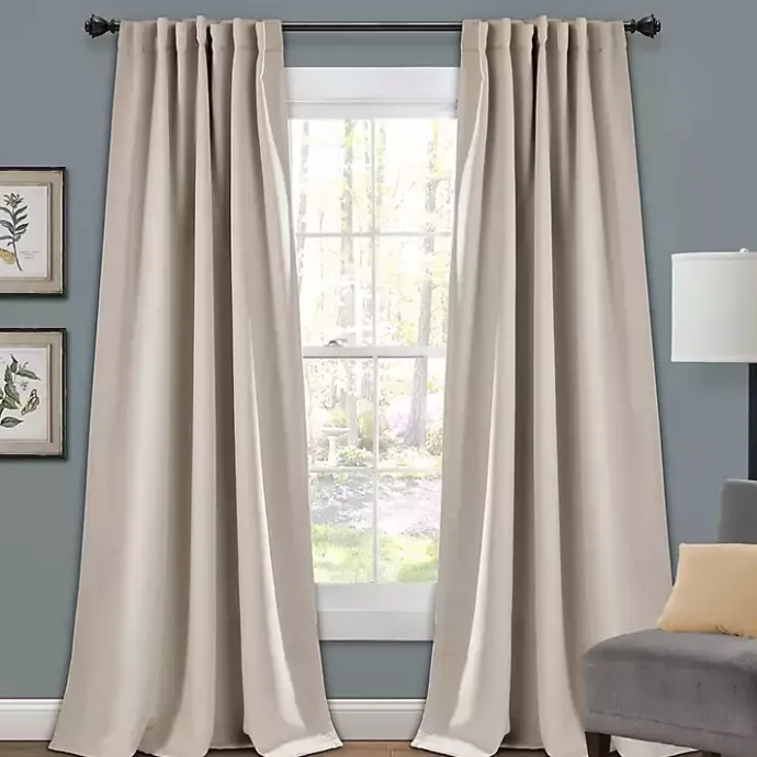 Best Kirklands Home Wheat Back Tab Blackout Curtain Panel Set, 84 in. Tan