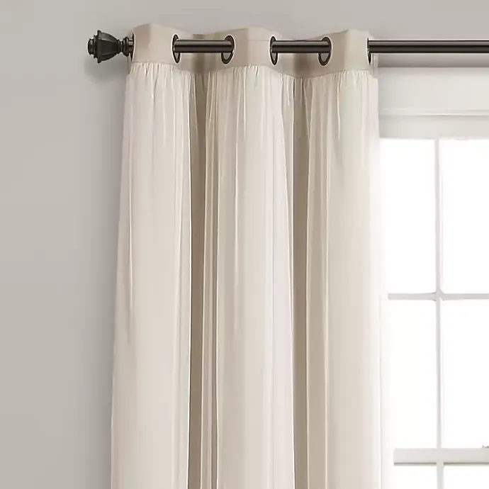 Online Kirklands Home Wheat Curtain Panel Set with Overlay, 95 in.