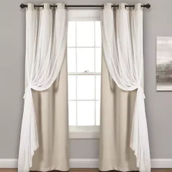 Kirklands Home Wheat Curtain Panel Set with Overlay, 108 in. Ivory