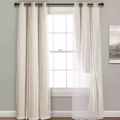 Kirklands Home Wheat Curtain Panel Set with Overlay, 108 in. Ivory