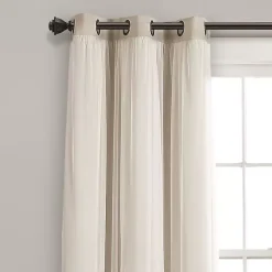 Kirklands Home Wheat Curtain Panel Set with Overlay, 108 in. Ivory