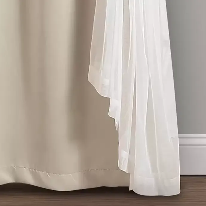 Kirklands Home Wheat Curtain Panel Set with Overlay, 108 in. Ivory