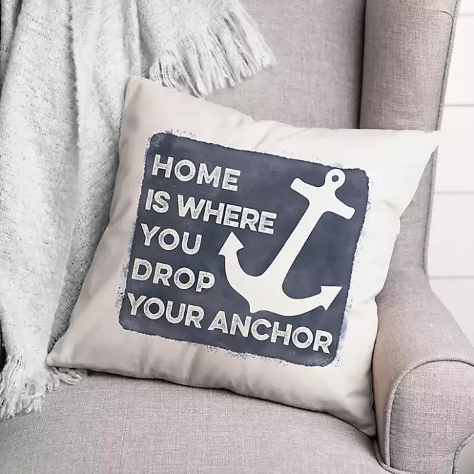 New Kirklands Home Where You Drop Your Anchor Outdoor Throw Pillow