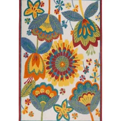 Best Kirklands Home Whimsical Flowers Outdoor Area Rug, 6x9 Multi