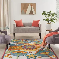 Best Kirklands Home Whimsical Flowers Outdoor Area Rug, 6x9 Multi