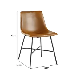 New Kirklands Home Whiskey Faux Leather Scoop Dining Chairs, Set of 2 Brown
