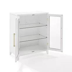 Hot Kirklands Home & Gold Glass Door Storage Cabinet White