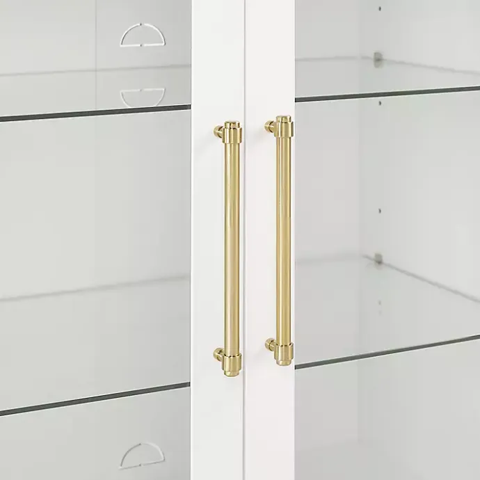 Hot Kirklands Home & Gold Glass Door Storage Cabinet White