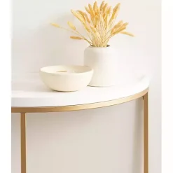 Online Kirklands Home & Gold Half Moon Dorrah Accent Table White