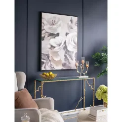 Hot Kirklands Home White & Gray Garden Flowers Framed Canvas Print