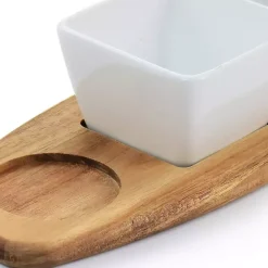 Hot Kirklands Home White Acacia Wood Base 4-pc. Tidbit Dish Set