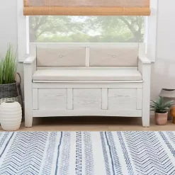Best Kirklands Home White and Beige Carlton Storage Bench