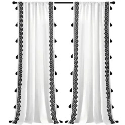 Clearance Kirklands Home White and Black Diamond Curtain Panel, 84 in.