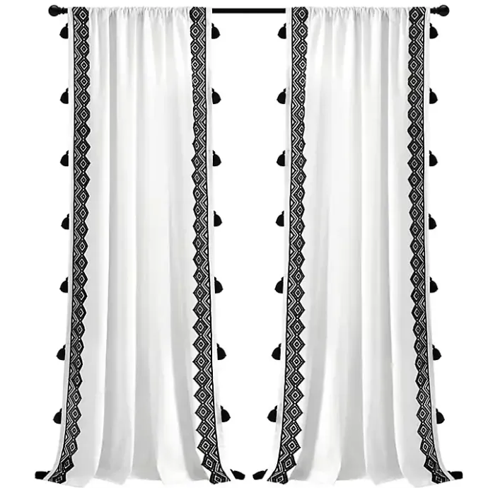 Clearance Kirklands Home White and Black Diamond Curtain Panel, 84 in.