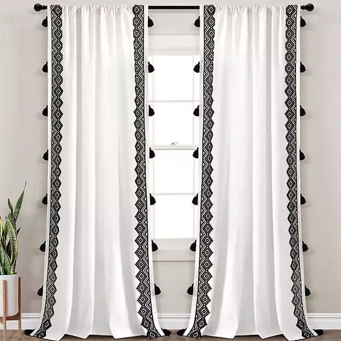 Clearance Kirklands Home White and Black Diamond Curtain Panel, 84 in.