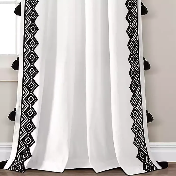 Clearance Kirklands Home White and Black Diamond Curtain Panel, 84 in.