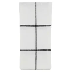 Kirklands Home White and Black Plaid Cotton Napkins, Set of 4