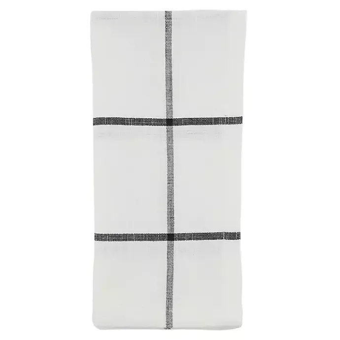 Kirklands Home White and Black Plaid Cotton Napkins, Set of 4