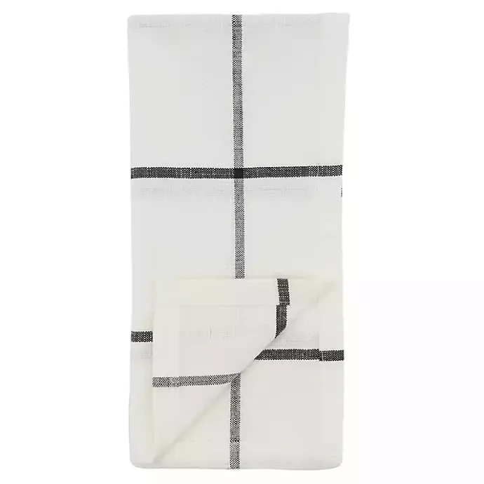 Kirklands Home White and Black Plaid Cotton Napkins, Set of 4