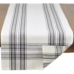 Clearance Kirklands Home White and Black Plaid Cotton Table Runner