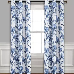 Clearance Kirklands Home White and Blue Grommet Curtain Panel Set, 84 in.