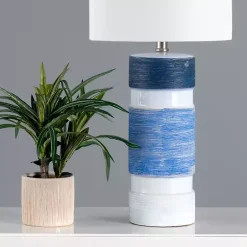 Sale Kirklands Home and Blue Large Stripe Table Lamp White