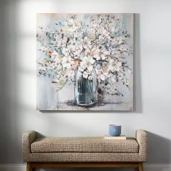 Sale Kirklands Home White and Blue Soft Floral Canvas Art Print