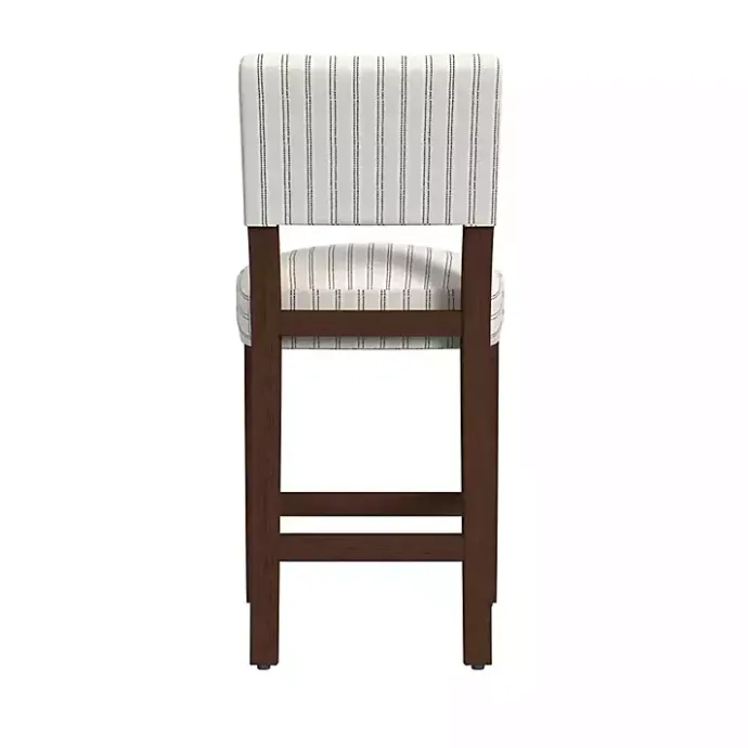 Hot Kirklands Home White and Blue Striped Dark Walnut Counter Stool