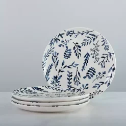 Online Kirklands Home White and Blue Vines Salad Plates, Set of 4