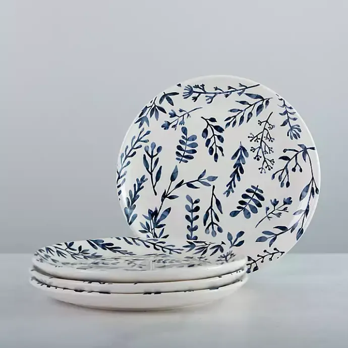 Online Kirklands Home White and Blue Vines Salad Plates, Set of 4