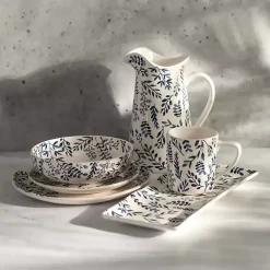 Online Kirklands Home White and Blue Vines Salad Plates, Set of 4