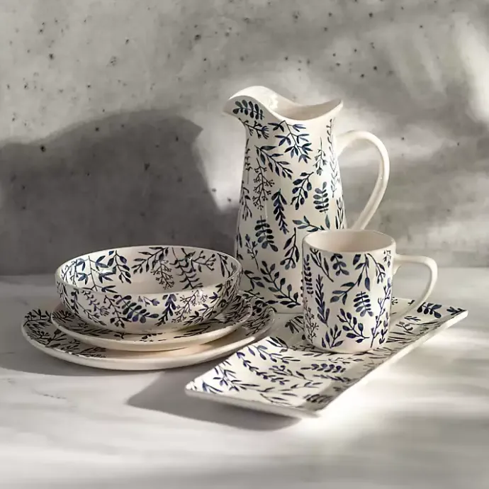 Online Kirklands Home White and Blue Vines Salad Plates, Set of 4