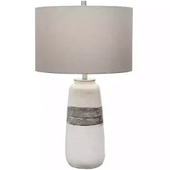 Sale Kirklands Home White and Brown Distressed Stripe Table Lamp Gray