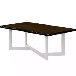 Online Kirklands Home White and Dark Oak Wood Live Edge Coffee Table Brown