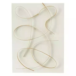 Discount Kirklands Home White and Gold Iron Abstract Wave Plaque