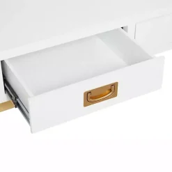 Clearance Kirklands Home White and Gold Metal Desk with Outlets