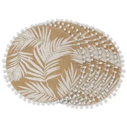 Kirklands Home White and Natural Fern Round Placemats, Set of 6