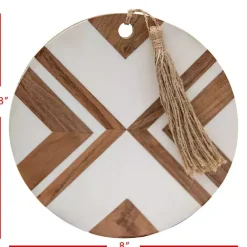 Kirklands Home White and Natural Wood Geometric Cutting Board