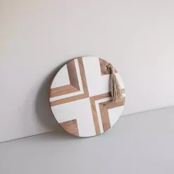 Kirklands Home White and Natural Wood Geometric Cutting Board