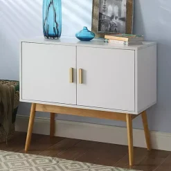 Online Kirklands Home and Natural Wood Reversible Doors Cabinet White