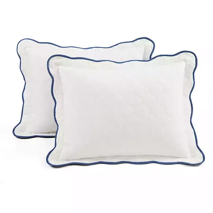 Discount Kirklands Home White and Navy Scallop 3-pc. King Quilt Set